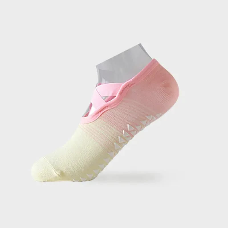 Chaussettes de yoga antidérapantes à brides croisées (6 paires) - Jaune - 42(US2-8,5) - image 8