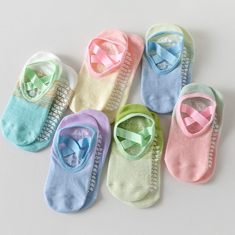 Chaussettes de yoga antidérapantes à brides croisées (6 paires) - image 4