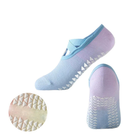 Chaussettes de yoga antidérapantes à brides croisées (6 paires) - image 0