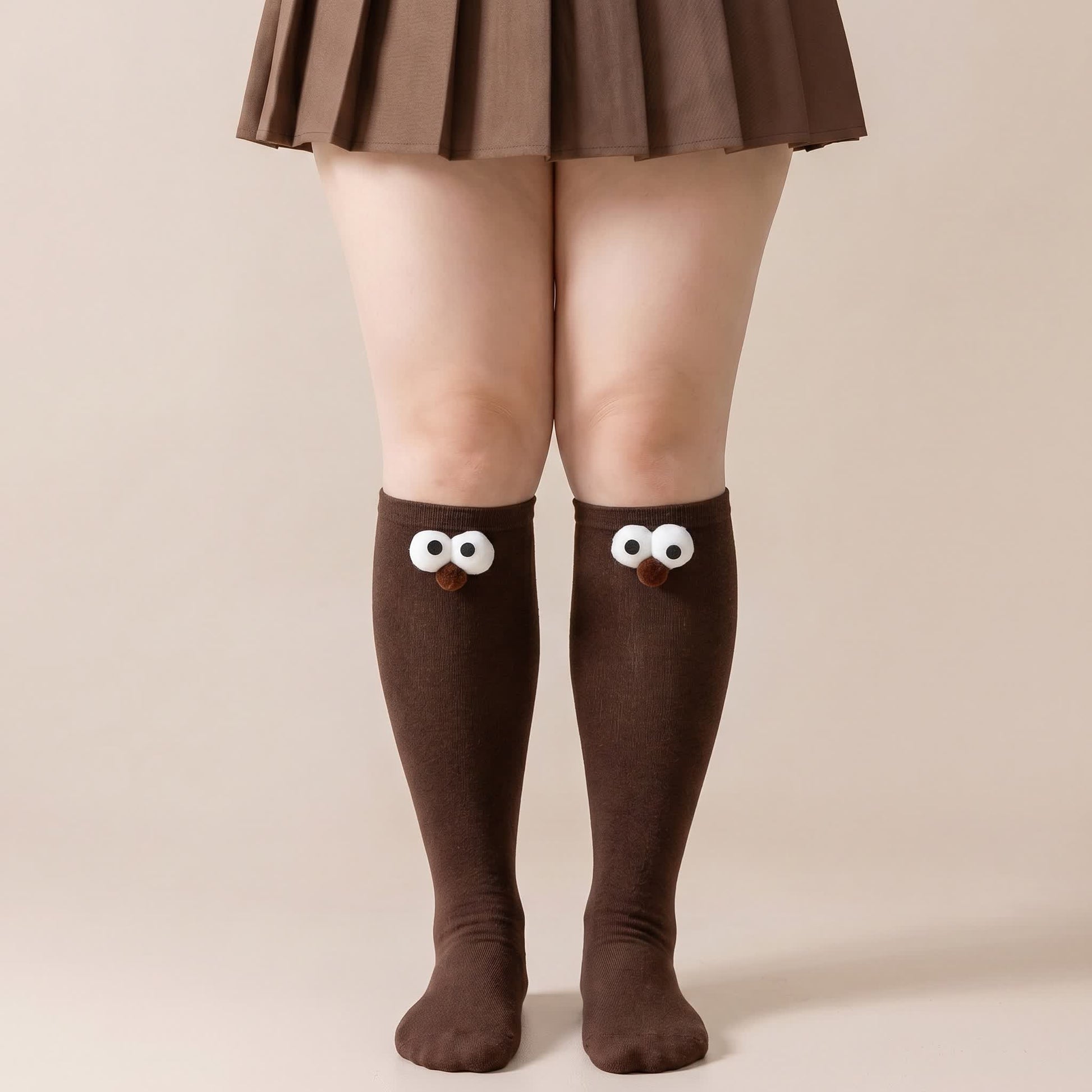 Chaussettes hautes à motifs animaux mignons (4 paires) - Café - 40(US1-7) - image 1