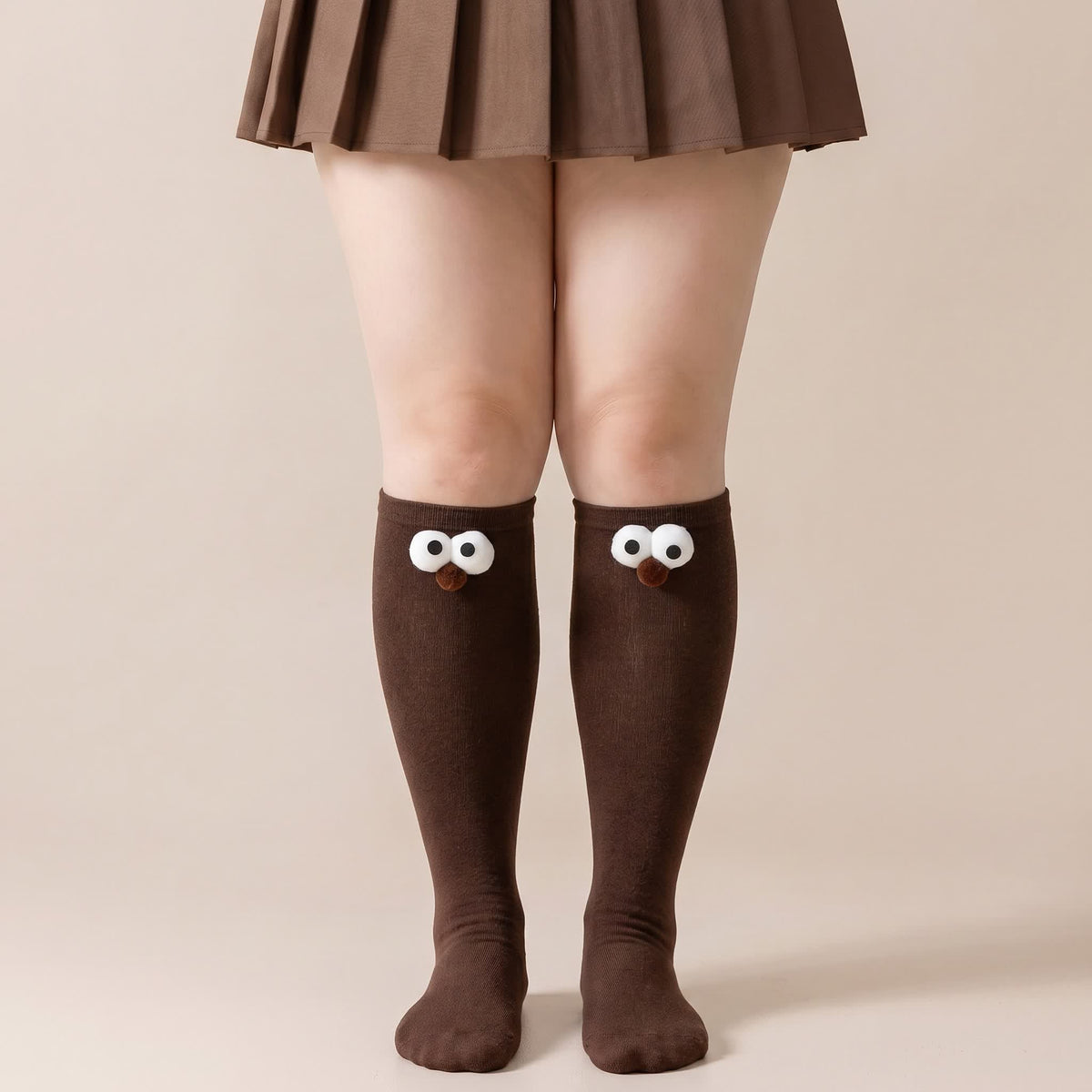 Chaussettes hautes à motifs animaux mignons (4 paires) - Café - 40(US2-7) - image 1