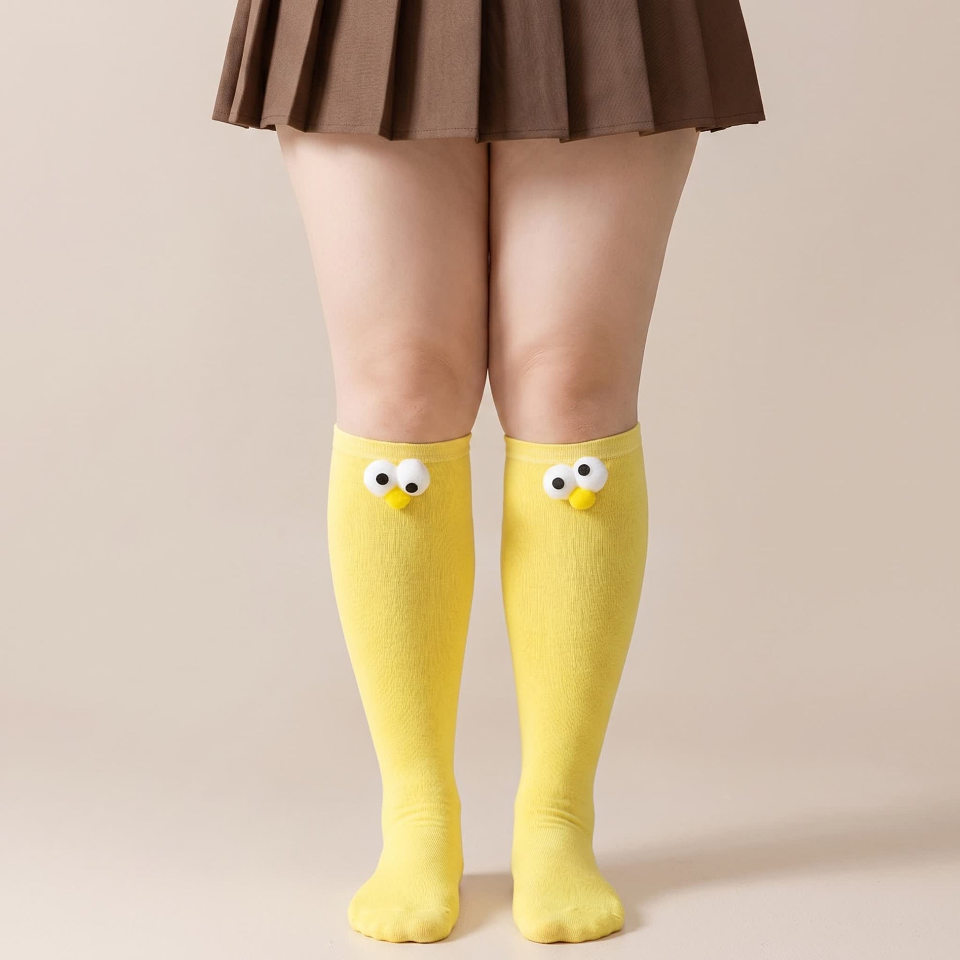 Chaussettes hautes à motifs animaux mignons (4 paires) - Jaune - 40(US1-7) - image 5