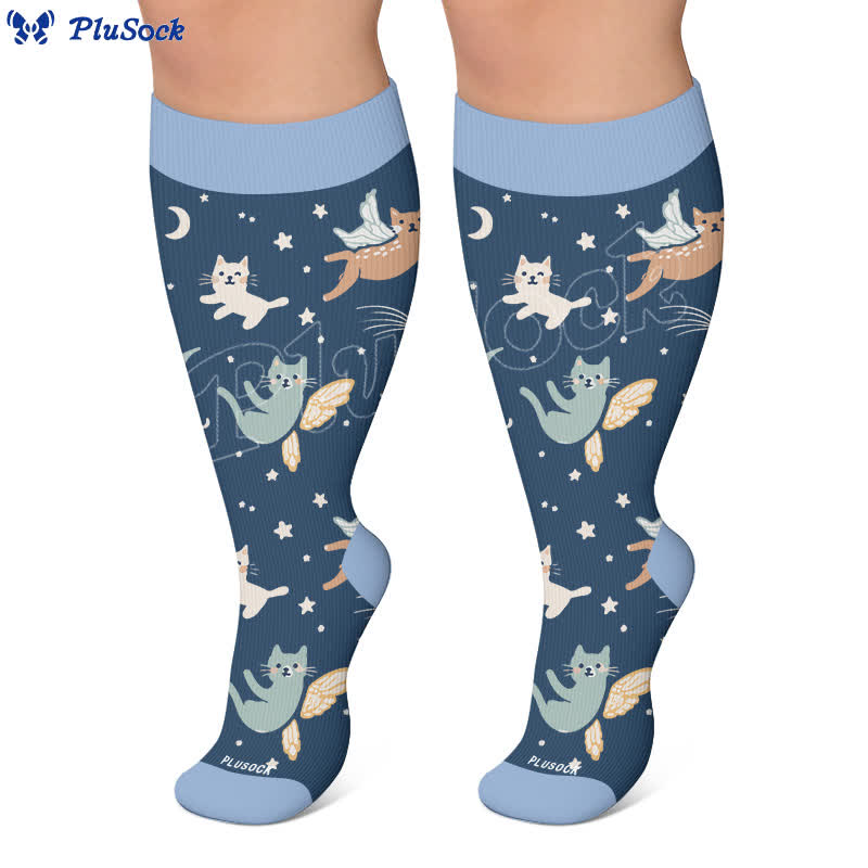 Chaussettes de compression papillon Dreamy Cats grandes tailles - image 5