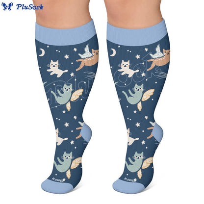 Chaussettes de compression papillon Dreamy Cats grandes tailles - image 5