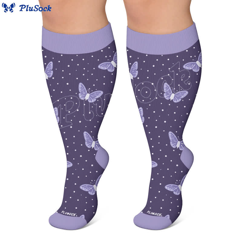 Chaussettes de compression papillon Dreamy Cats grandes tailles - image 6