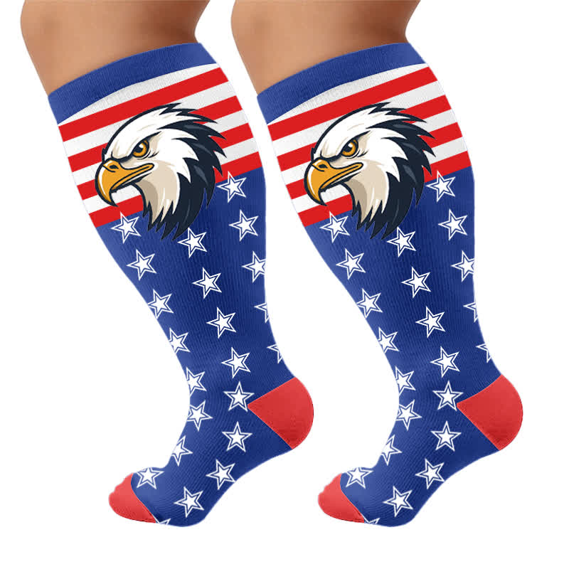 Chaussettes de compression patriotiques aigle grandes tailles - Bleu (1 paire) - 4XL - image 8