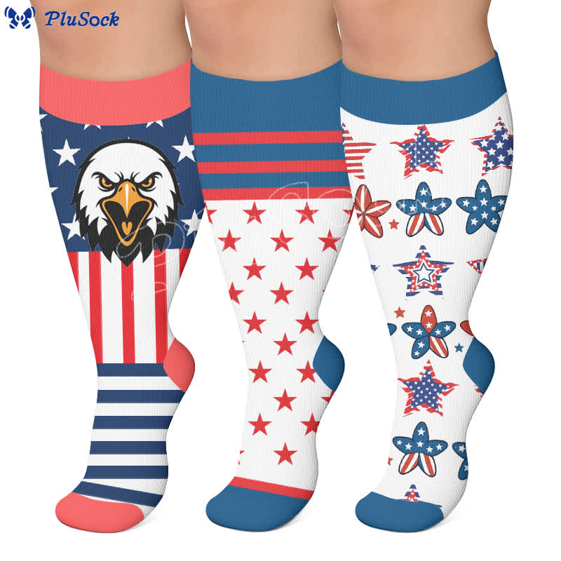 Chaussettes de compression rétro patriotiques grandes tailles - image 0