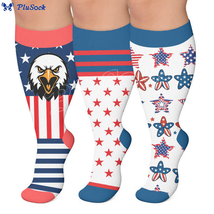 Chaussettes de compression rétro patriotiques grandes tailles - image 0