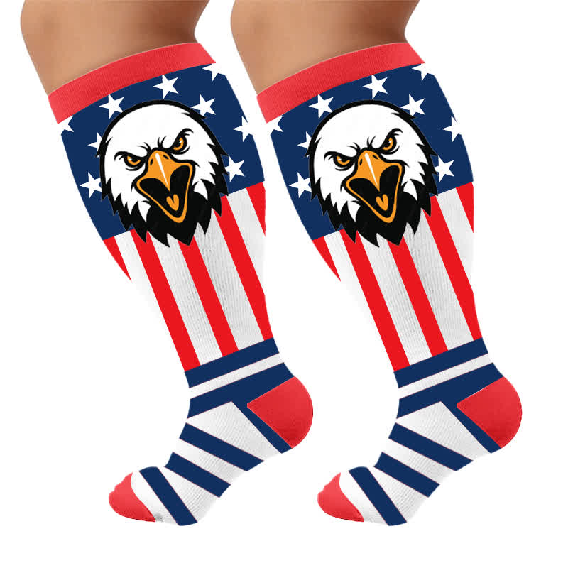 Chaussettes de compression rétro patriotiques grandes tailles - Rose (1 paire) - 4XL - image 8