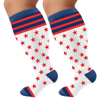 Chaussettes de compression rétro patriotiques grandes tailles - Bleu (1 paire) - 4XL - image 9