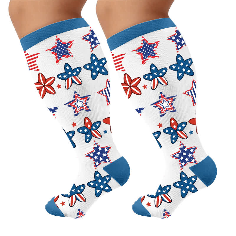 Chaussettes de compression rétro patriotiques grandes tailles - Blanc (1 paire) - 4XL - image 10