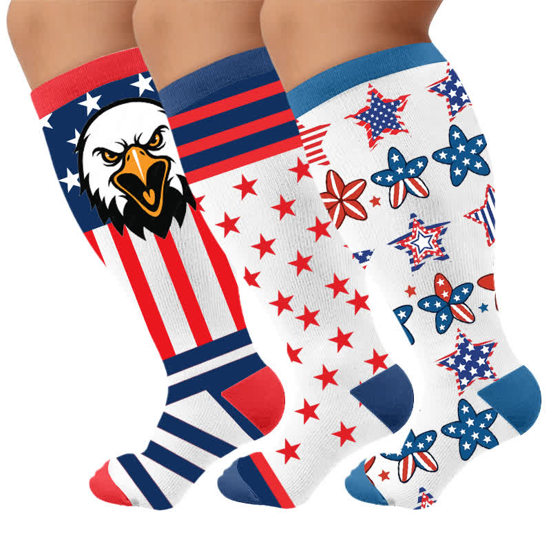 Chaussettes de compression rétro patriotiques grandes tailles - Multicolore (3 paires) - 4XL - image 4