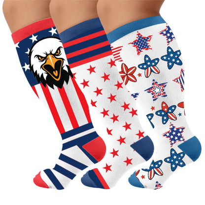 Chaussettes de compression rétro patriotiques grandes tailles - Multicolore (3 paires) - 4XL - image 4
