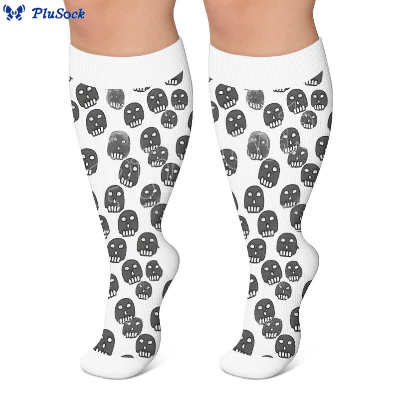 Chaussettes de compression grandes tailles à motif tête de mort mixte - image 5