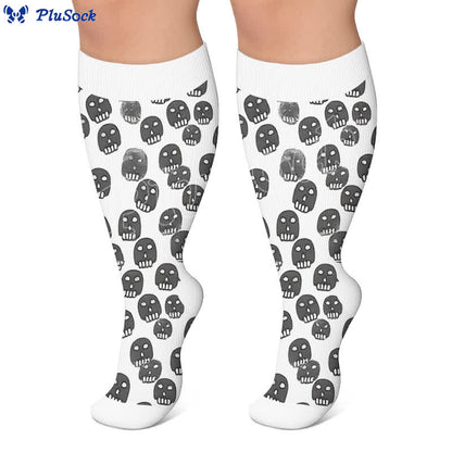 Chaussettes de compression grandes tailles à motif tête de mort mixte - image 5