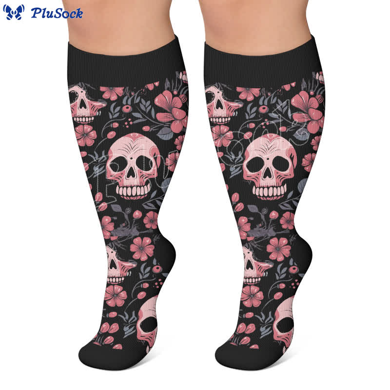Chaussettes de compression grandes tailles à motif tête de mort mixte - image 7