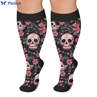 Chaussettes de compression grandes tailles à motif tête de mort mixte - image 7