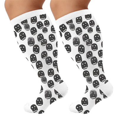 Chaussettes de compression grandes tailles à motif tête de mort mixte - Blanc (1 paire) - 4XL - image 8