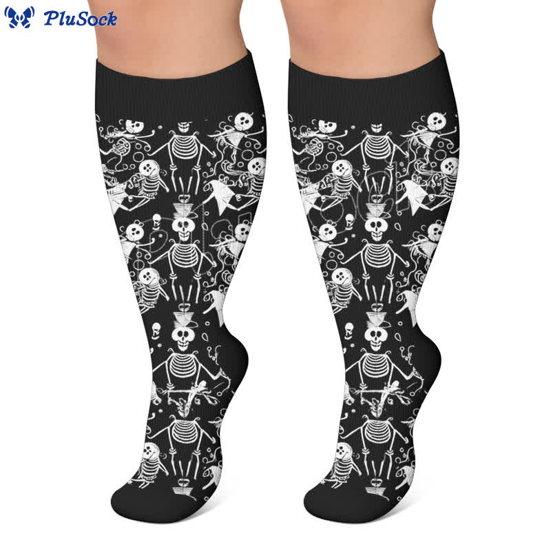 Chaussettes de compression grandes tailles Olive Skull Floral à motif de crâne - image 7