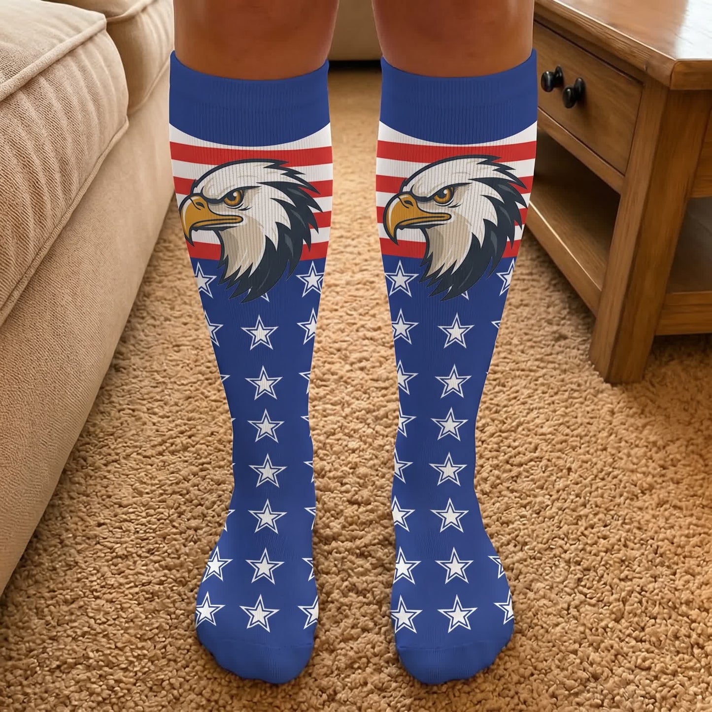 Chaussettes de compression patriotiques aigle grandes tailles - image 1