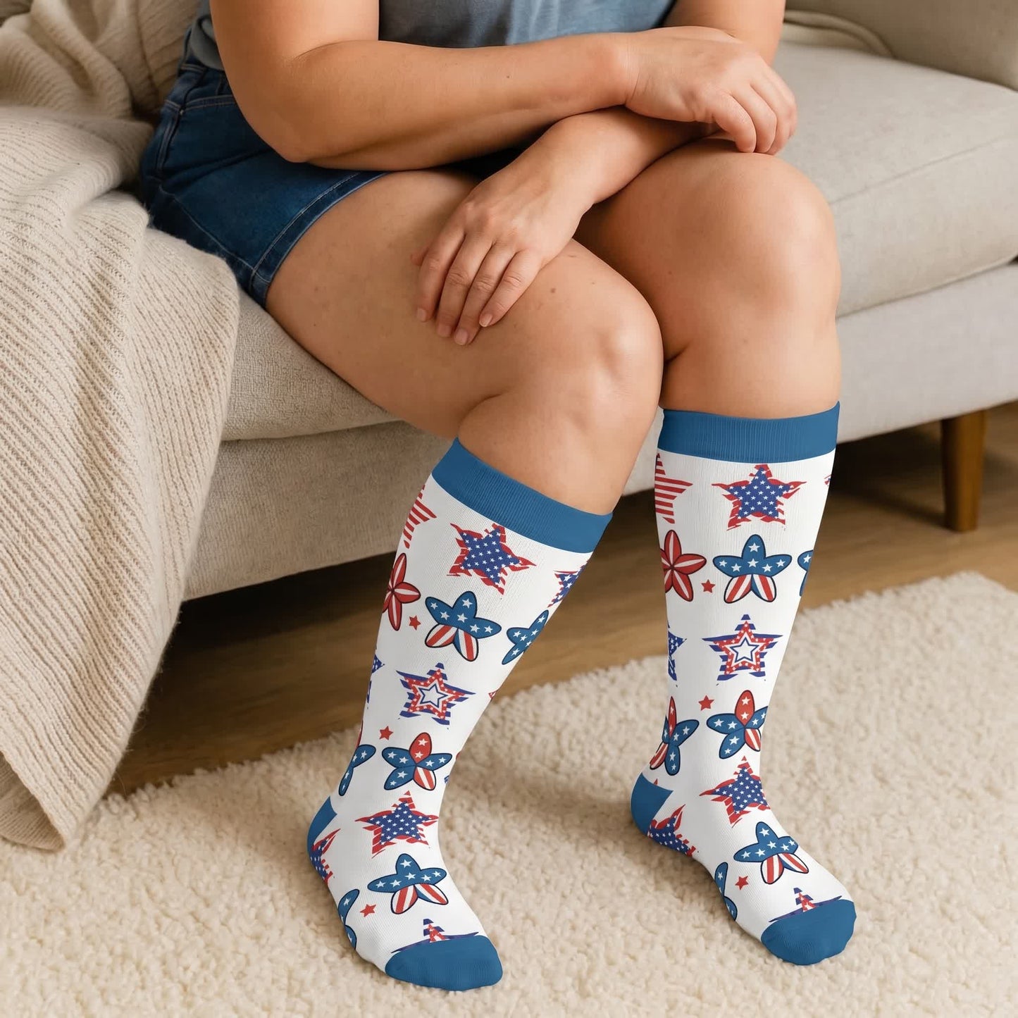 Chaussettes de compression rétro patriotiques grandes tailles - image 3