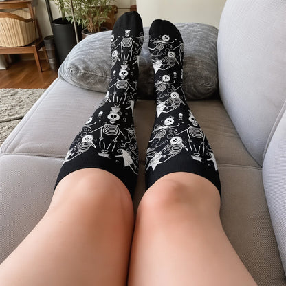 Chaussettes de compression grandes tailles Olive Skull Floral à motif de crâne - image 3