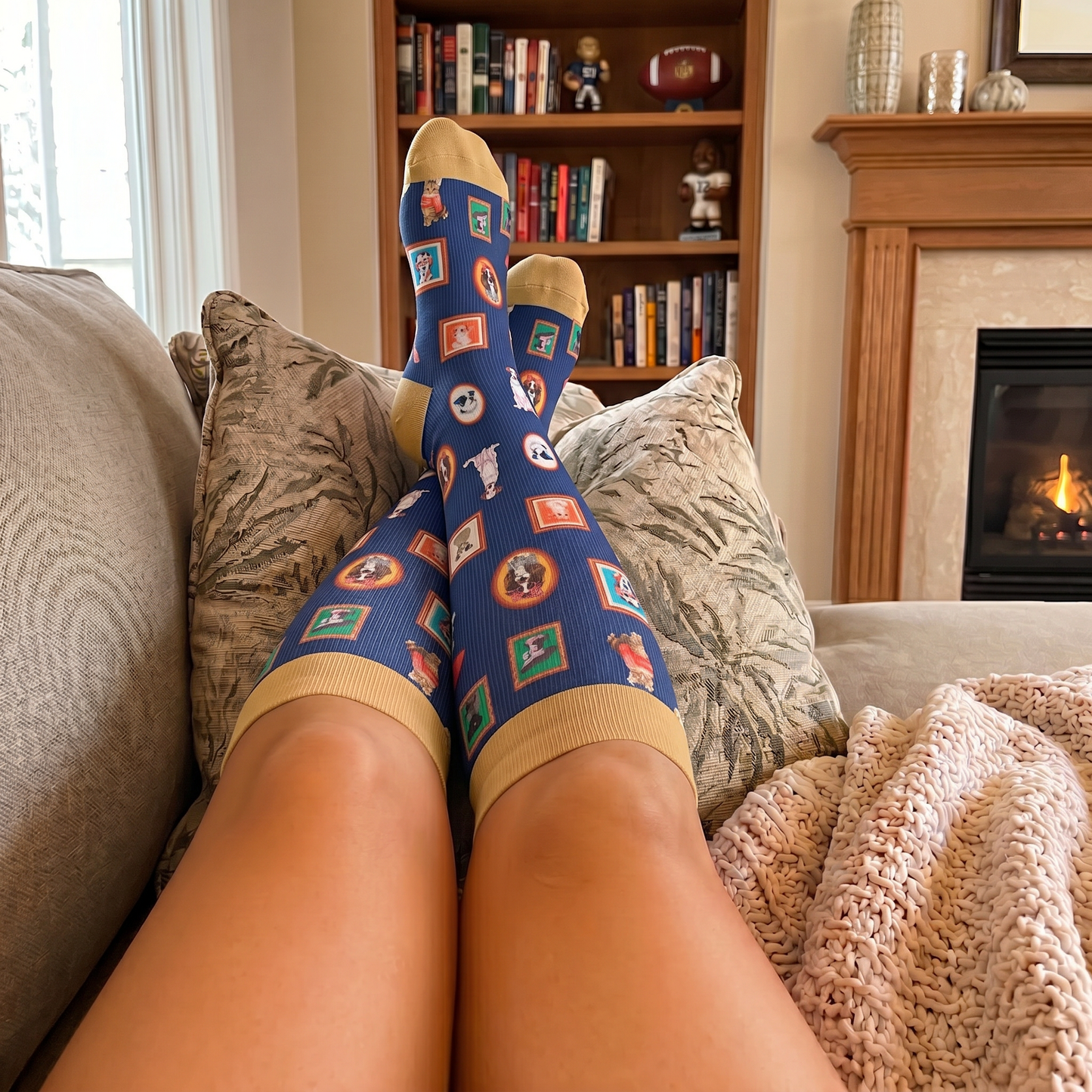 Chaussettes de compression grandes tailles à motif chat et fleurs - image 3