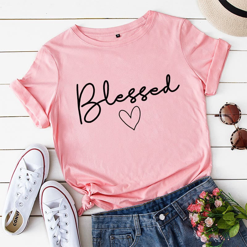 T-shirt grande taille en forme de cœur béni - Rose - 5XL - image 5