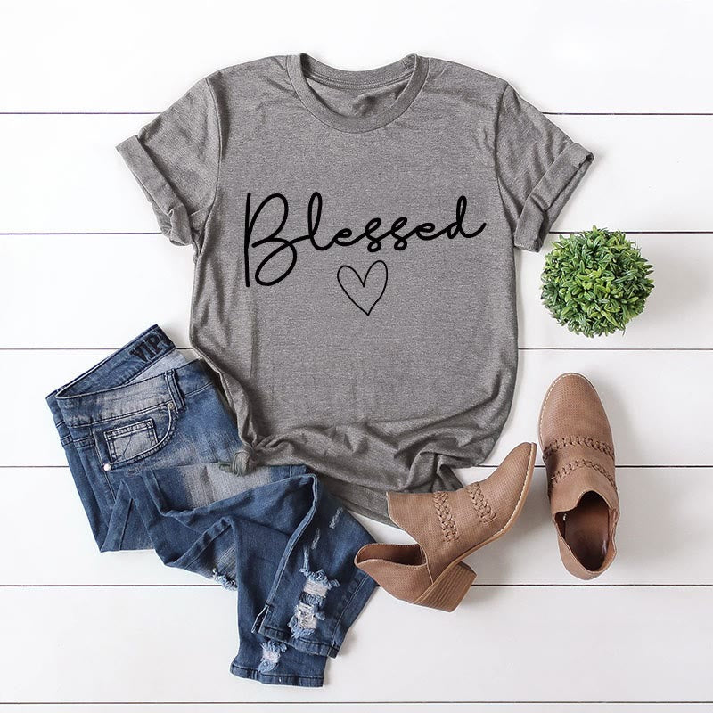 T-shirt grande taille en forme de cœur béni - Gris foncé - 5XL - image 10
