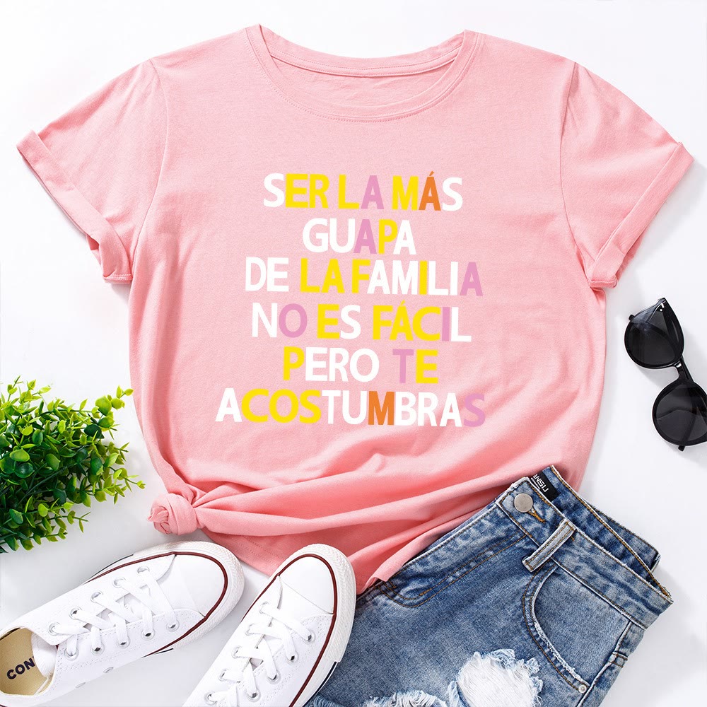 T-shirt grande taille à imprimé créatif avec lettres - Rose - 5XL - image 7