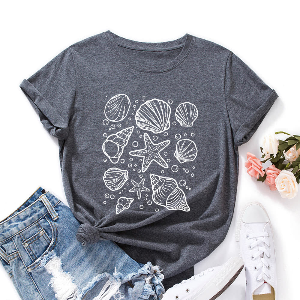 T-shirt imprimé coquillages grande taille - Gris foncé - 5XL - image 4
