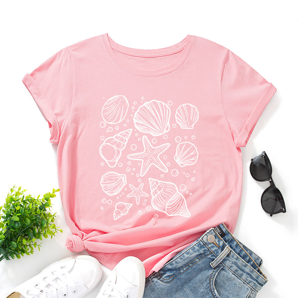 T-shirt imprimé coquillages grande taille - Rose - 5XL - image 2