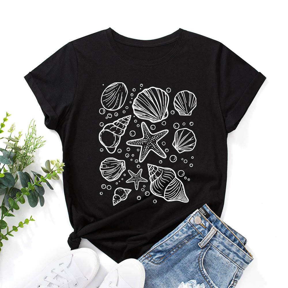 T-shirt imprimé coquillages grande taille - Noir - 5XL - image 3