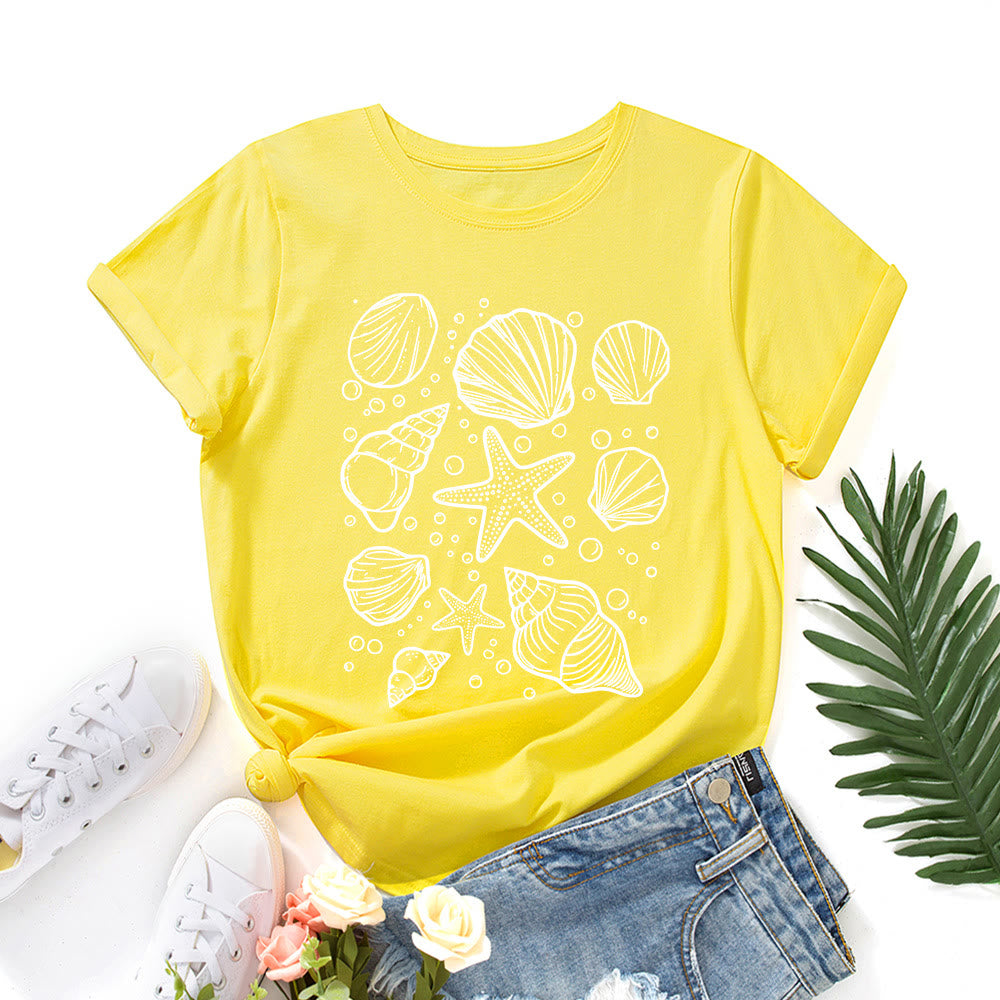 T-shirt imprimé coquillages grande taille - Jaune - 5XL - image 7