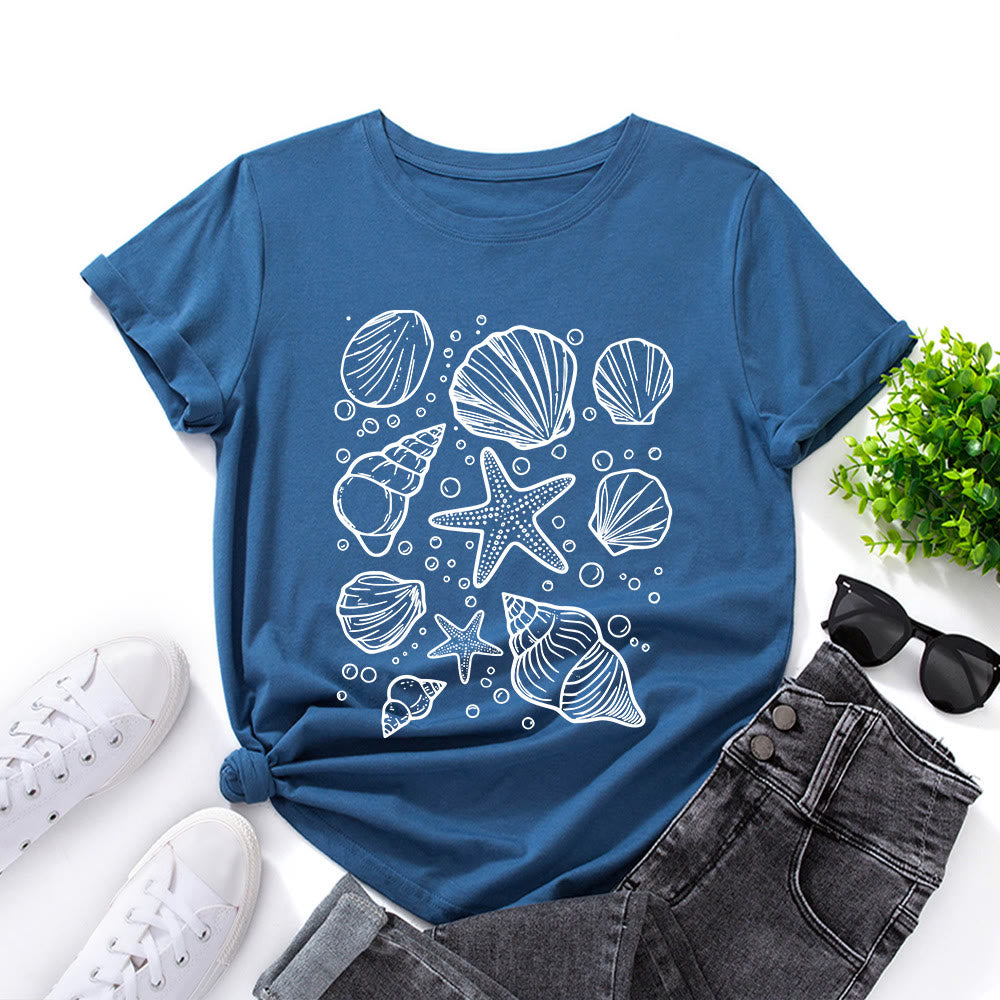 T-shirt imprimé coquillages grande taille - Bleu royal - 5XL - image 8