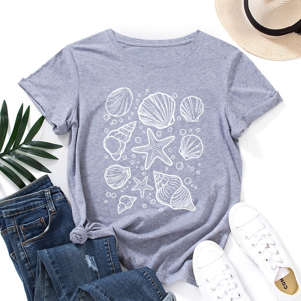 T-shirt imprimé coquillages grande taille - Gris clair - 5XL - image 6