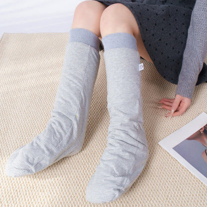 Chaussettes de nuit confortables à rayures en coton - Gris - UE35-46 (US2-12) - image 2