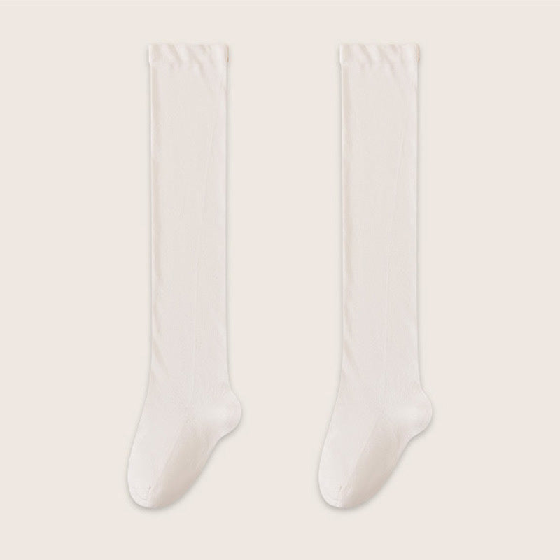 Chaussettes de nuit hautes en coton uni et confortable (2 paires) - Blanc - EU39-45(US6-11) - image 4