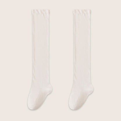 Chaussettes de nuit hautes en coton uni et confortable (2 paires) - Blanc - EU39-45(US6-11) - image 4