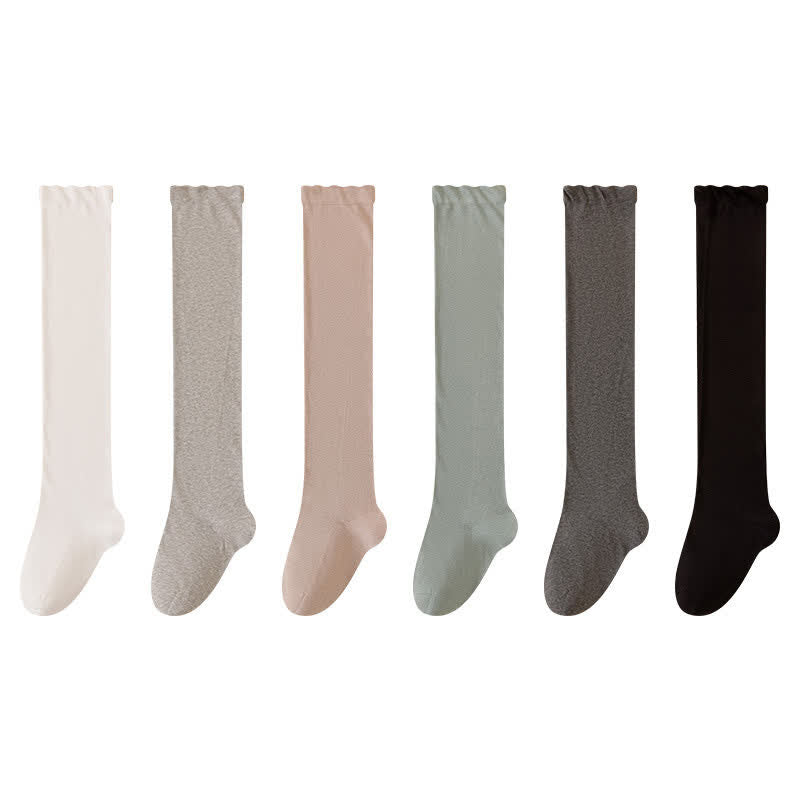 Chaussettes de nuit hautes en coton uni et confortable (2 paires) - Gris foncé + Noir - EU39-45(US6-11) - image 3