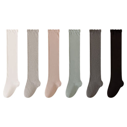 Chaussettes de nuit hautes en coton uni et confortable (2 paires) - Gris foncé + Noir - EU39-45(US6-11) - image 3