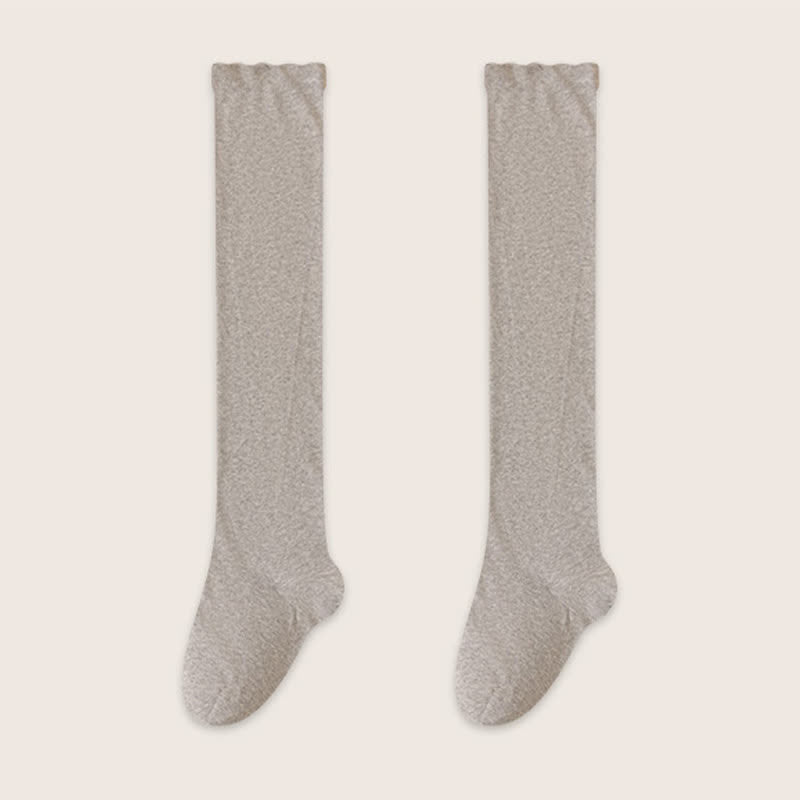 Chaussettes de nuit hautes en coton uni et confortable (2 paires) - Gris clair - EU39-45(US6-11) - image 8