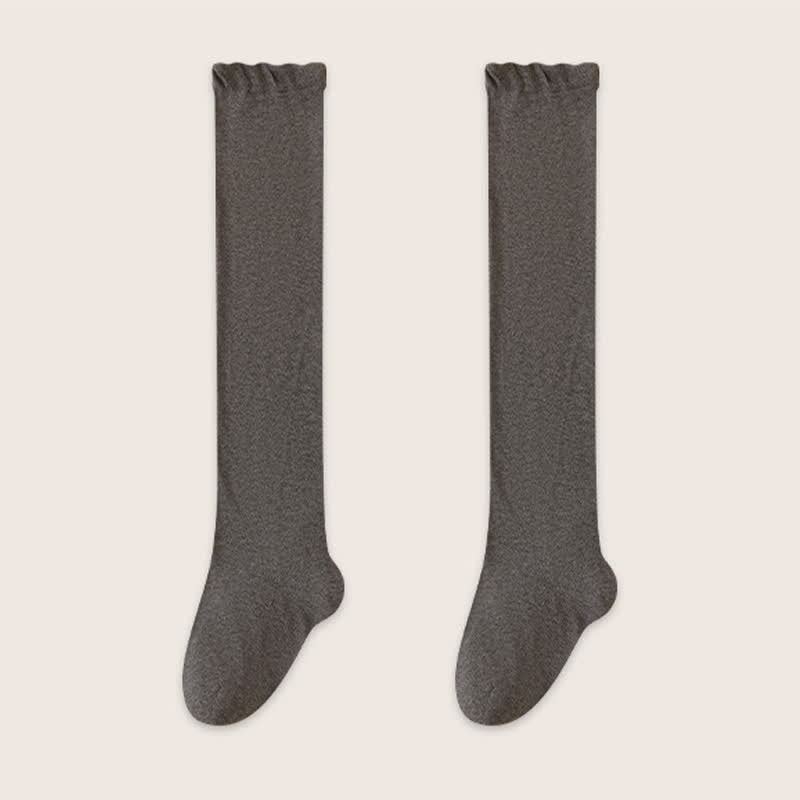 Chaussettes de nuit hautes en coton uni et confortable (2 paires) - Gris foncé - EU39-45(US6-11) - image 9