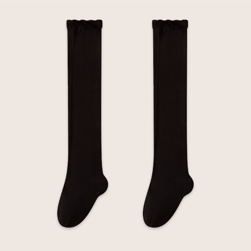 Chaussettes de nuit hautes en coton uni et confortable (2 paires) - Noir - EU39-45(US6-11) - image 5