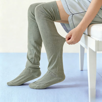 Chaussettes de nuit hautes en coton uni et confortable (2 paires) - image 1