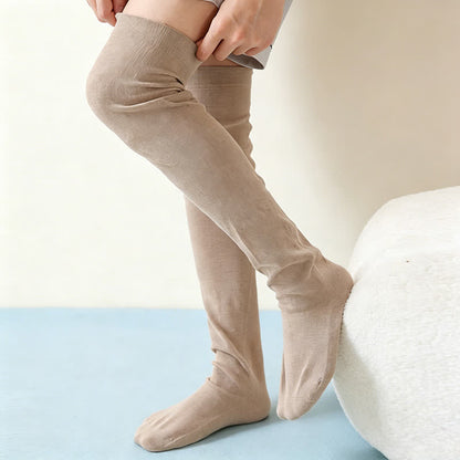 Chaussettes de nuit hautes en coton uni et confortable (2 paires) - image 2