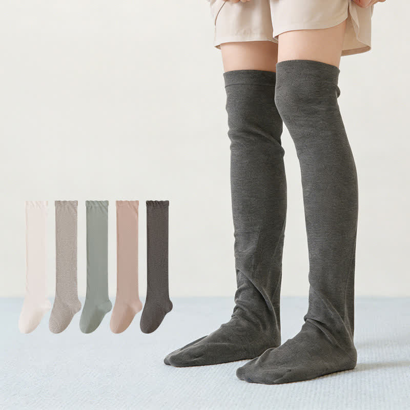 Chaussettes de nuit hautes en coton uni et confortable (2 paires) - image 0