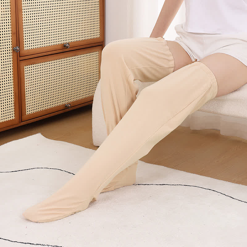 Chaussettes de nuit montantes minimalistes à côtes - Nu - L - image 2