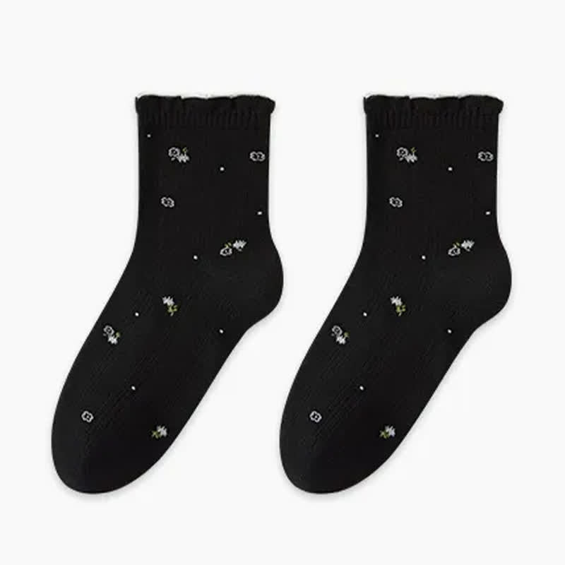 Chaussettes de nuit en pur coton à motif floral (3 paires) - Noir - UE35-39 (US2-6) - image 3