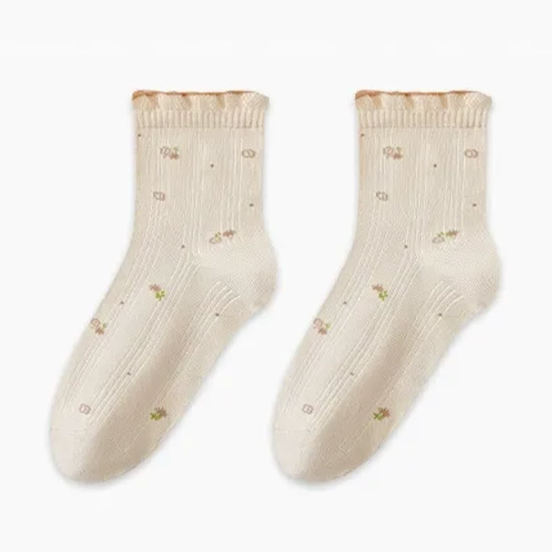 Chaussettes de nuit en pur coton à motif floral (3 paires) - Abricot - UE35-39 (US2-6) - image 7